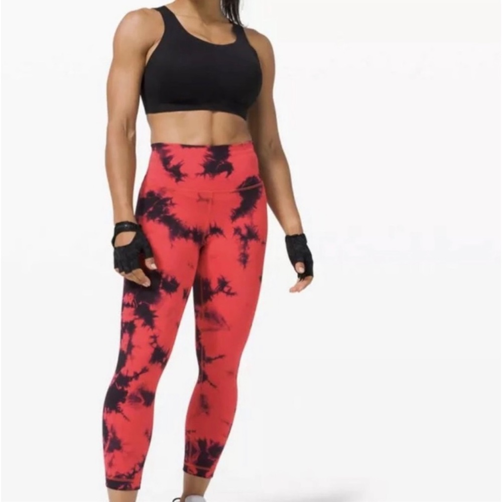 lululemon athletica Red and Black Tie-Dye Leggings